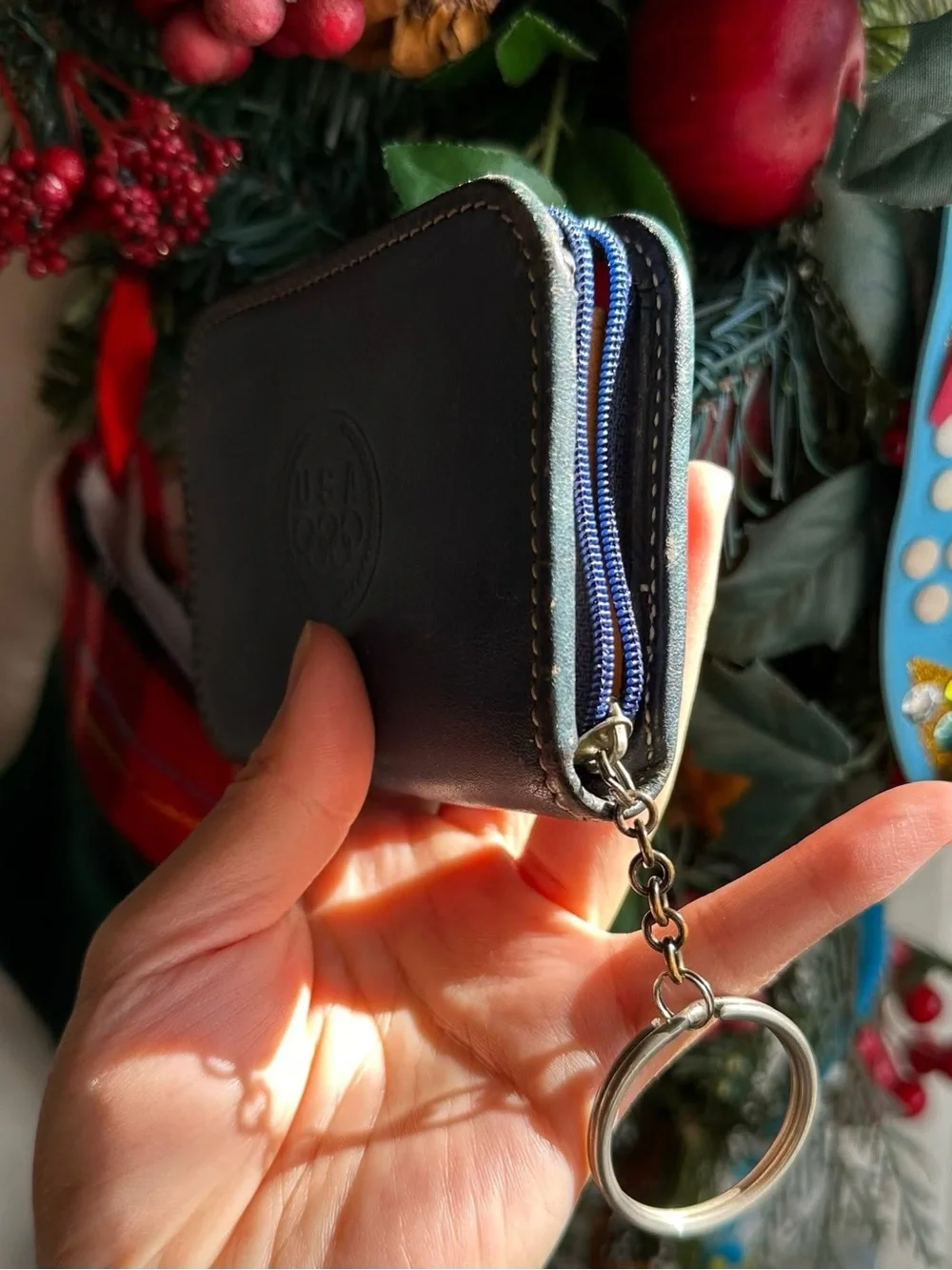 Coach Olympics Leather Zip Key Wallet with Embossed Logo